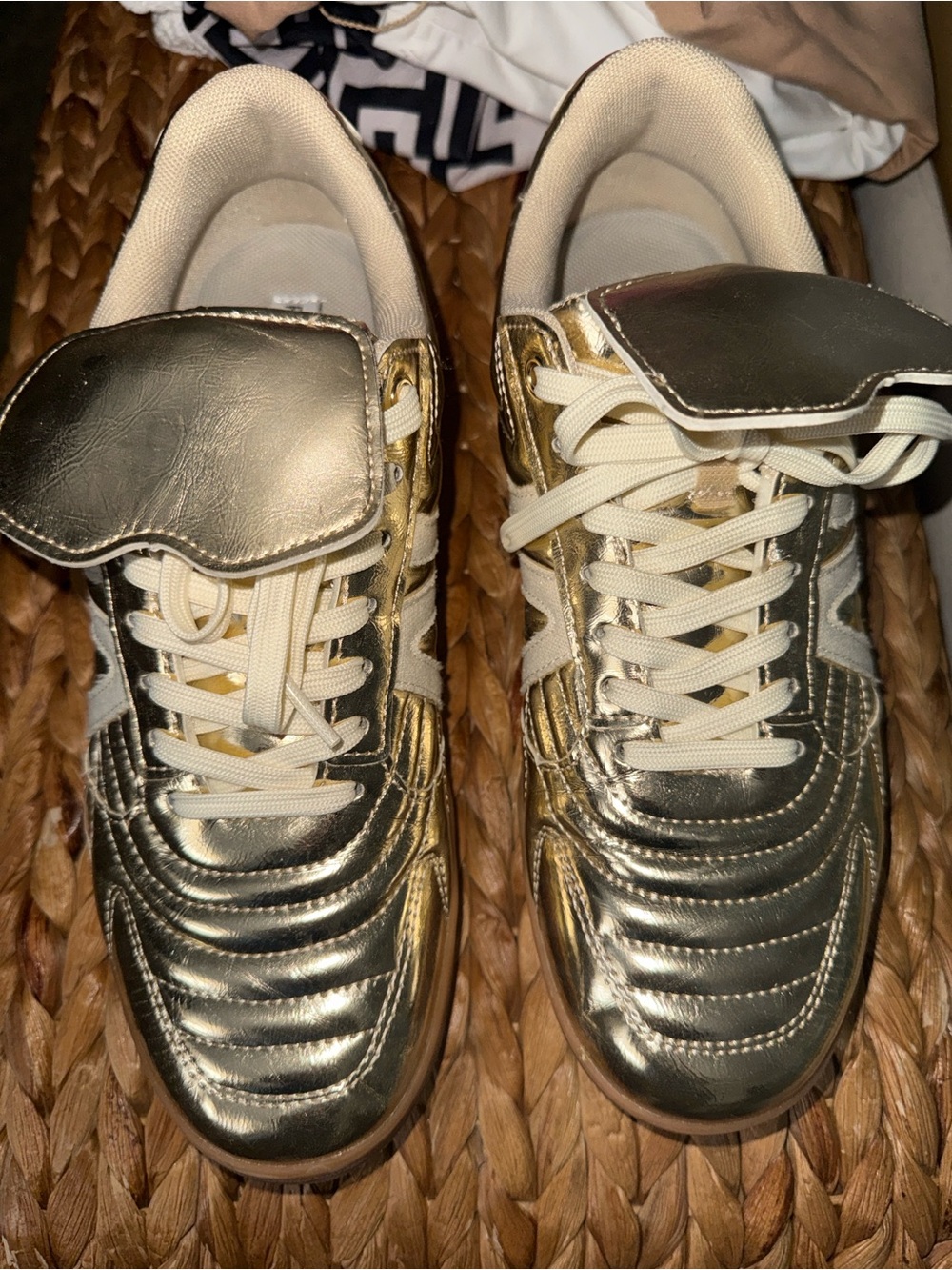 Women's Metallic Gold Low-Top Sneakers